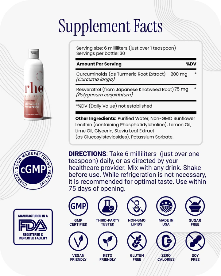 Turmeric Curcumin & Resveratrol Liquid Supplement | High Absorption(RHO product)