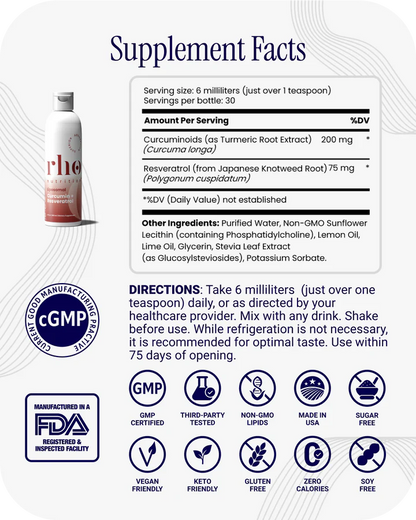 Turmeric Curcumin & Resveratrol Liquid Supplement | High Absorption(RHO product)