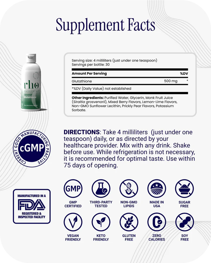 Liposomal Glutathione Liquid Supplement | High Absorption Antioxidant-(RHO)