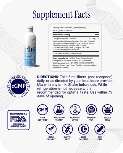 Liposomal Marine Collagen Peptides - RHO - Skin, Hair & Joint Support
